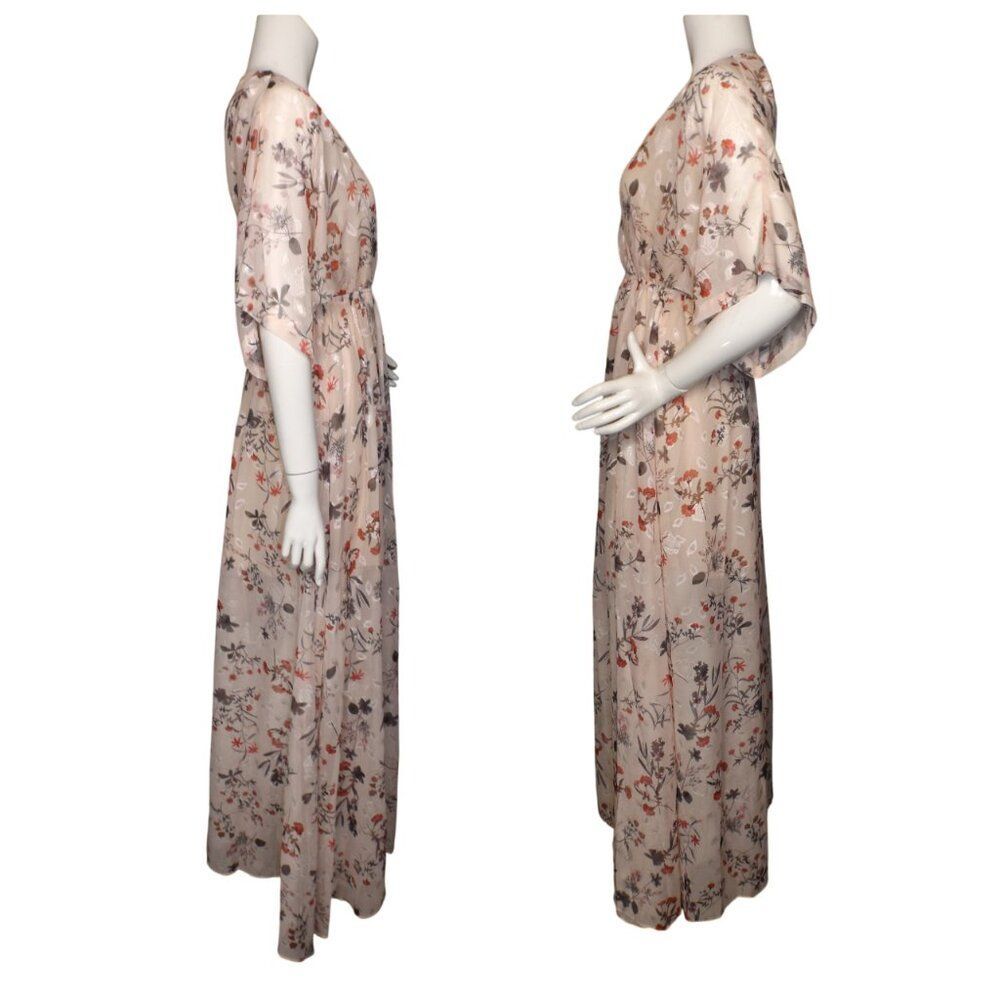 BALTIC BORN Maxi Dress, S, Pink/Multicolor Floral, Kimono sleeve, V-neck, Long - Picture 9 of 14